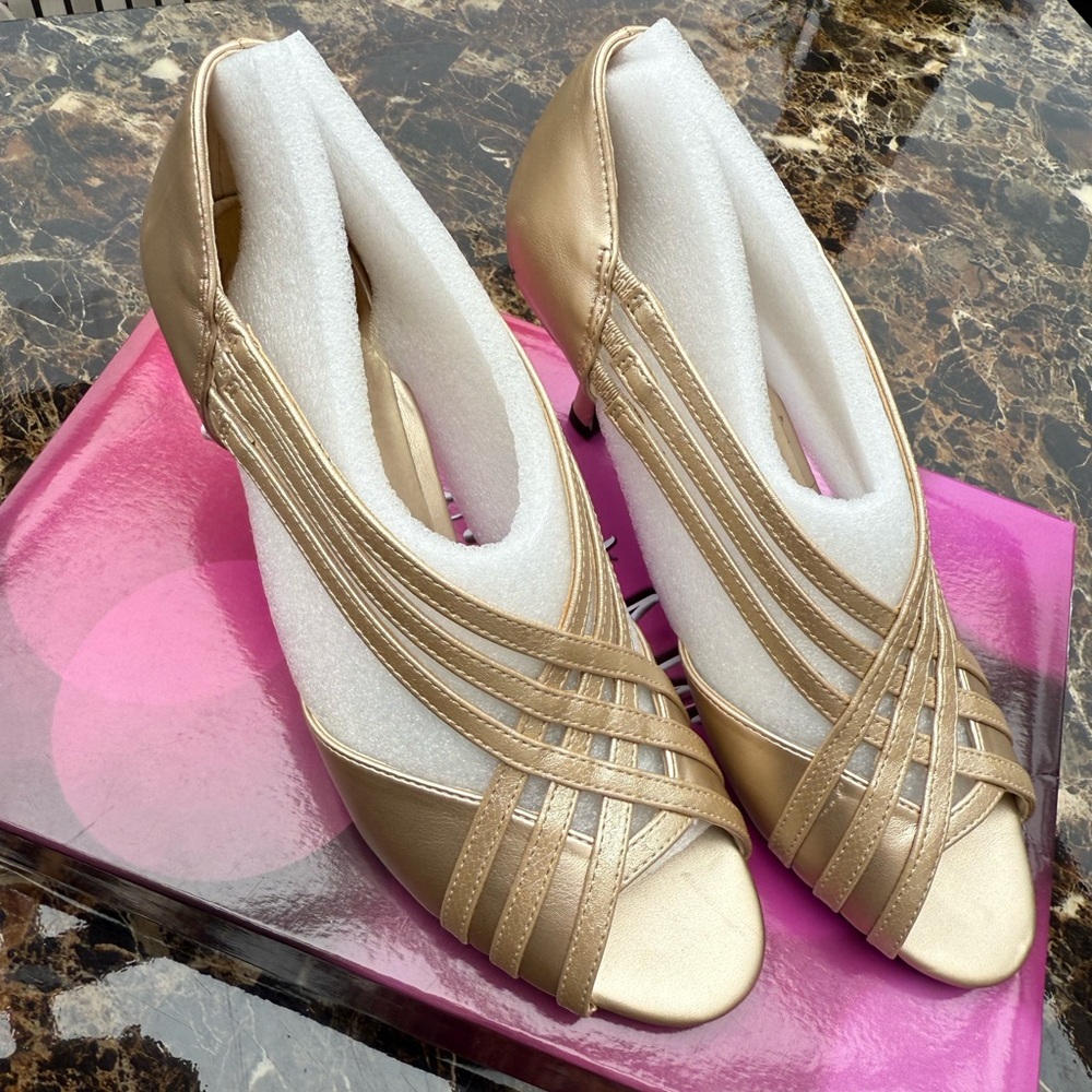 Easy Street Gold Strappy Heels